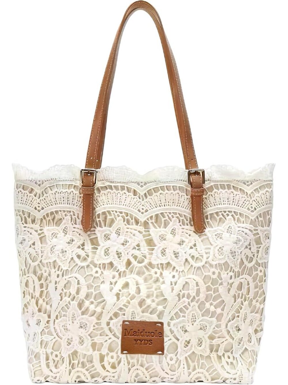 Aesthetic Elegant Dainty Cute White Lace Shoulder Bag, Vintage Boho Lightweight